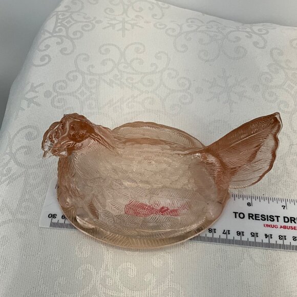 Vintage Pink Glass Hen on Nest TOP ONLY - Picture 6 of 6